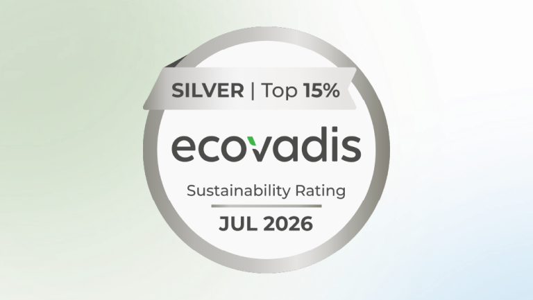 EcoVadis Silver Award for sustainability, ranking among the top 15% of companies.